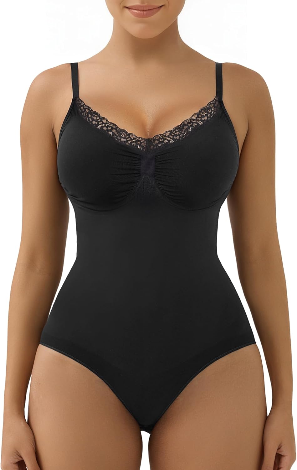 SHAPERX Women's Seamless Shapewear Bodysuit Tummy Control Body Shaper Waist Snatching Body Suit