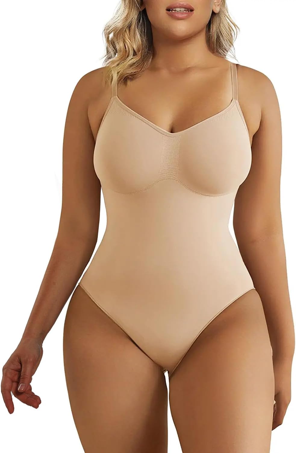 SHAPERX Women's Seamless Shapewear Bodysuit Tummy Control Body Shaper Waist Snatching Body Suit