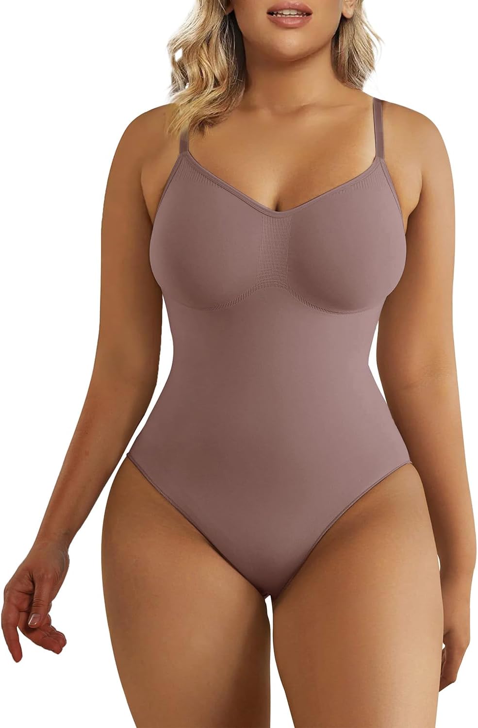SHAPERX Women's Seamless Shapewear Bodysuit Tummy Control Body Shaper Waist Snatching Body Suit