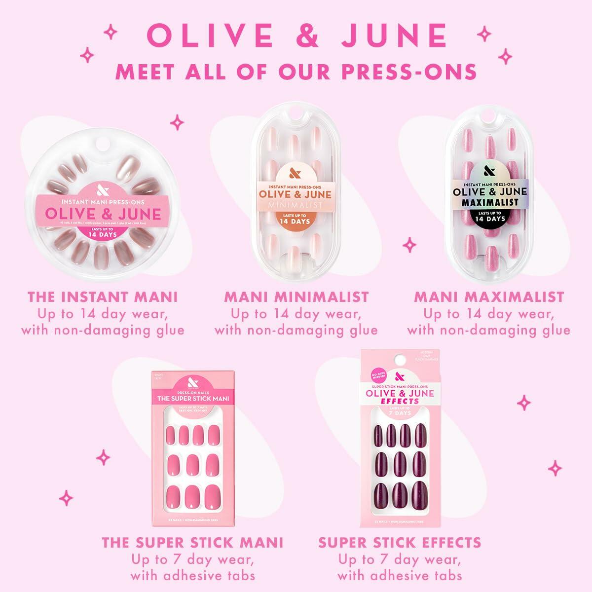 Olive & June Press-On Nails Medium Oval 42ct Pure White Syrup Gradient