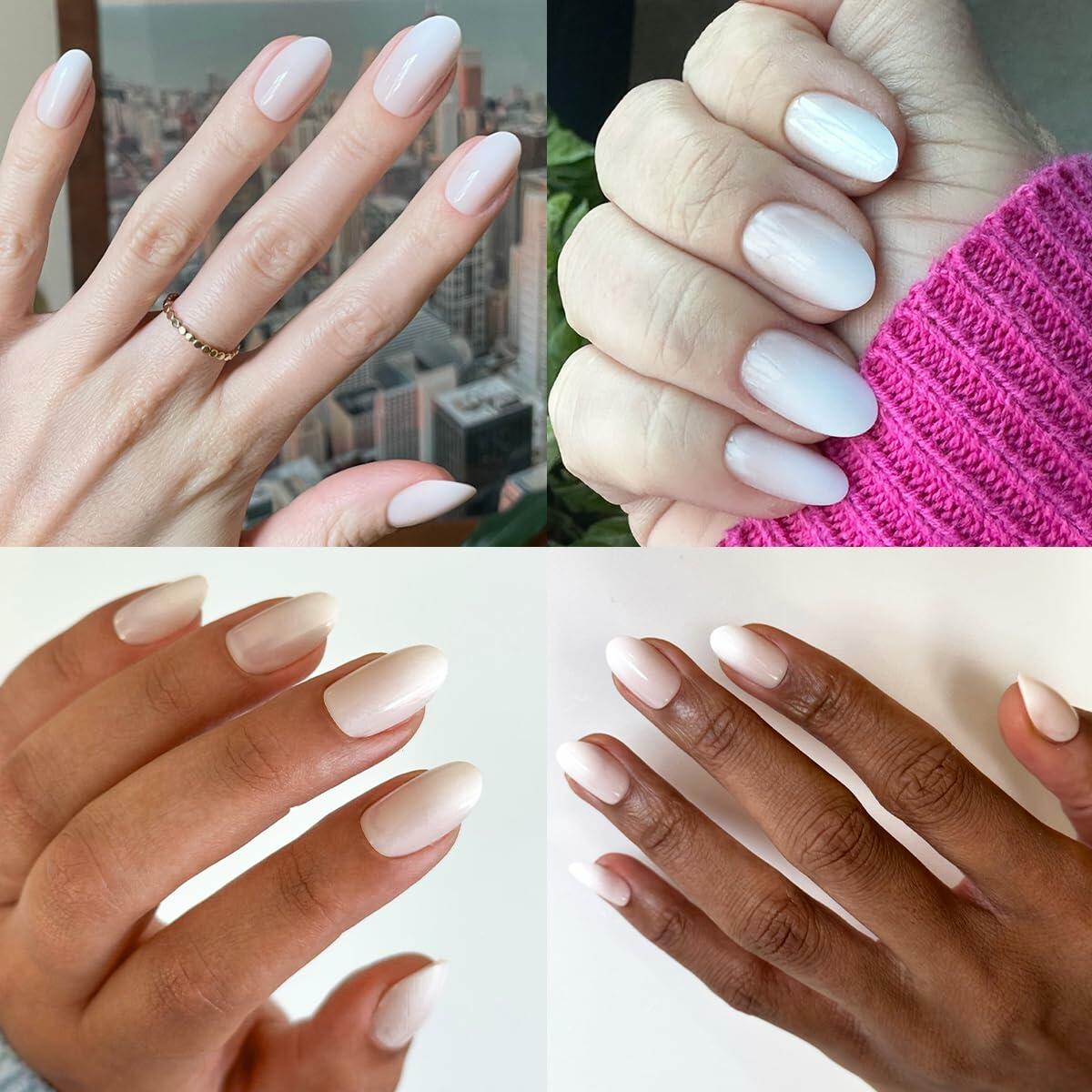 Olive & June Press-On Nails Medium Oval 42ct Pure White Syrup Gradient