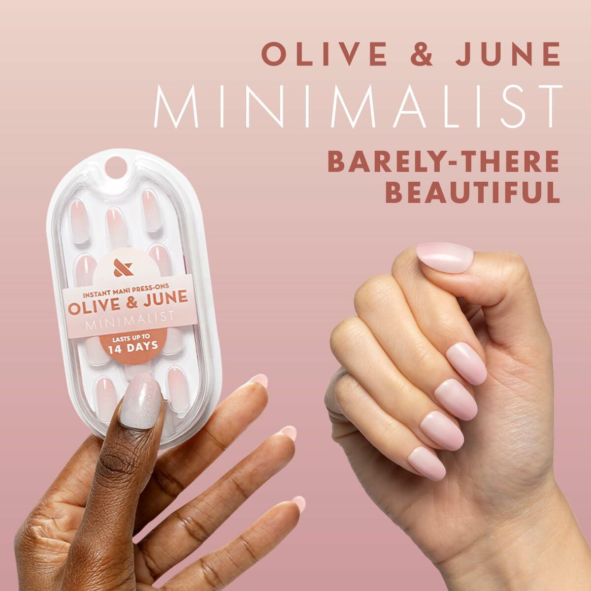 Olive & June Press-On Nails Medium Oval 42ct Pure White Syrup Gradient